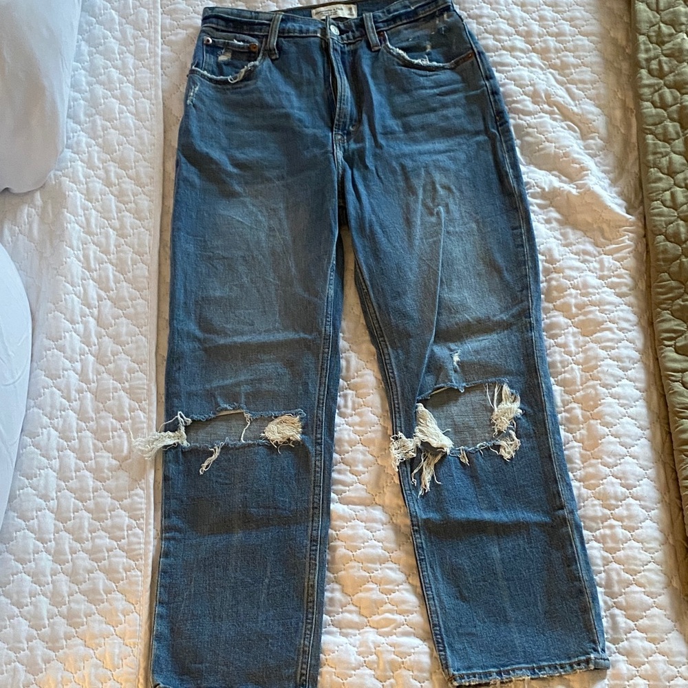 Abercrombie & Fitch Ultra High Rise Ankle Jeans - Blue